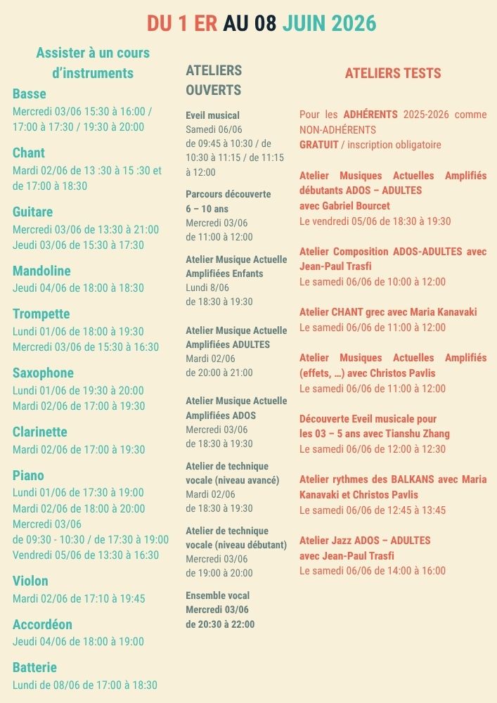Programme des Portes ouvertes